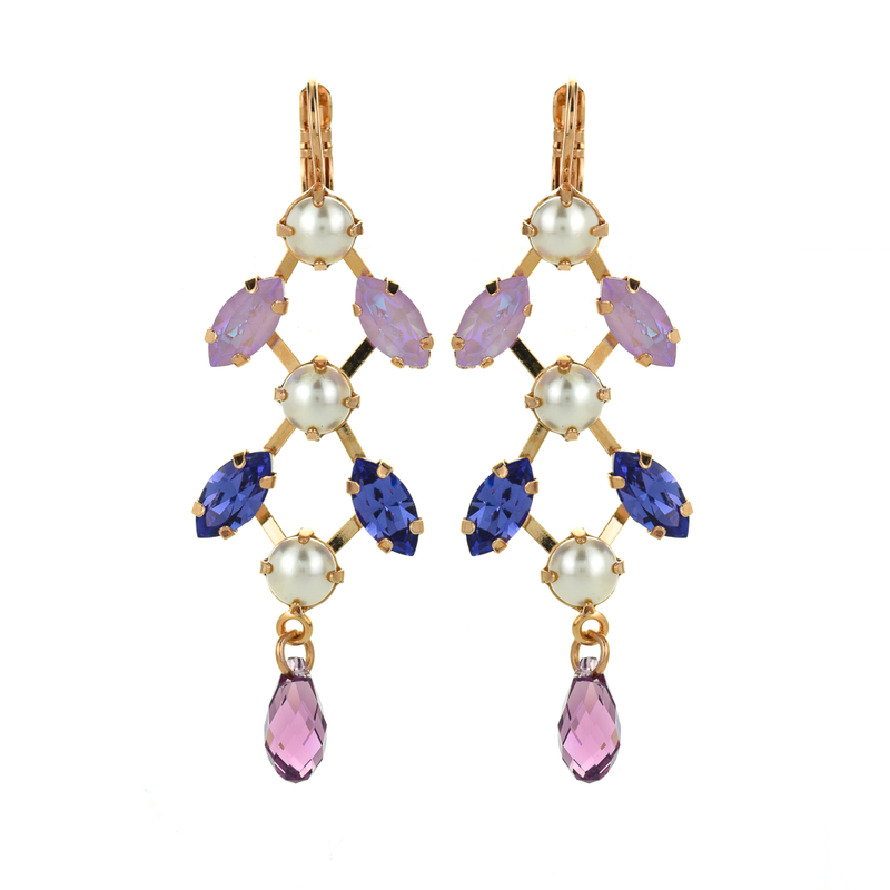 Marquise and Round Chandelier Leverback Earrings in "Romance"