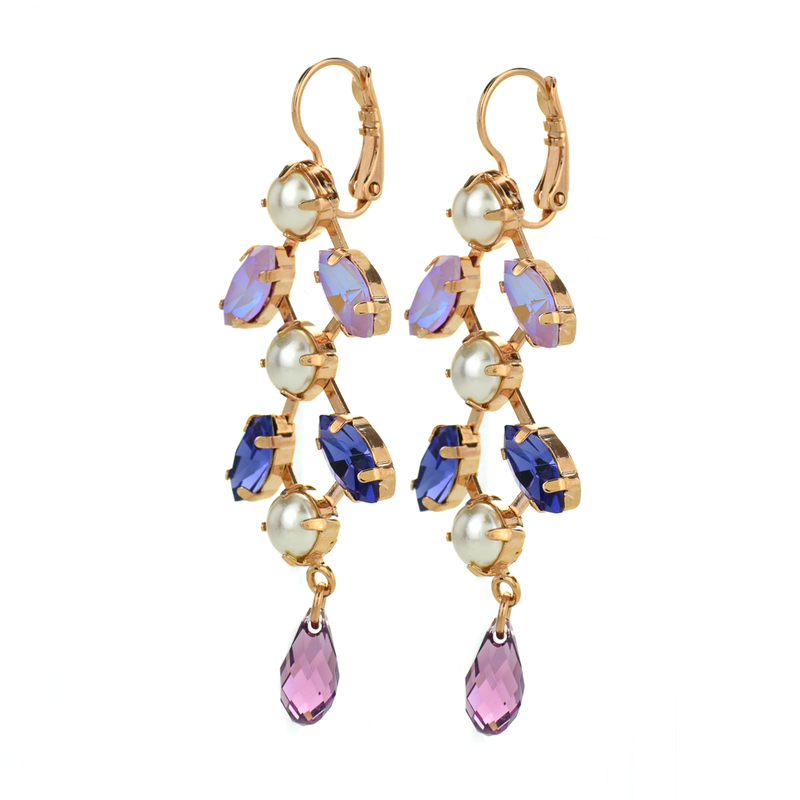 Marquise and Round Chandelier Leverback Earrings in "Romance"