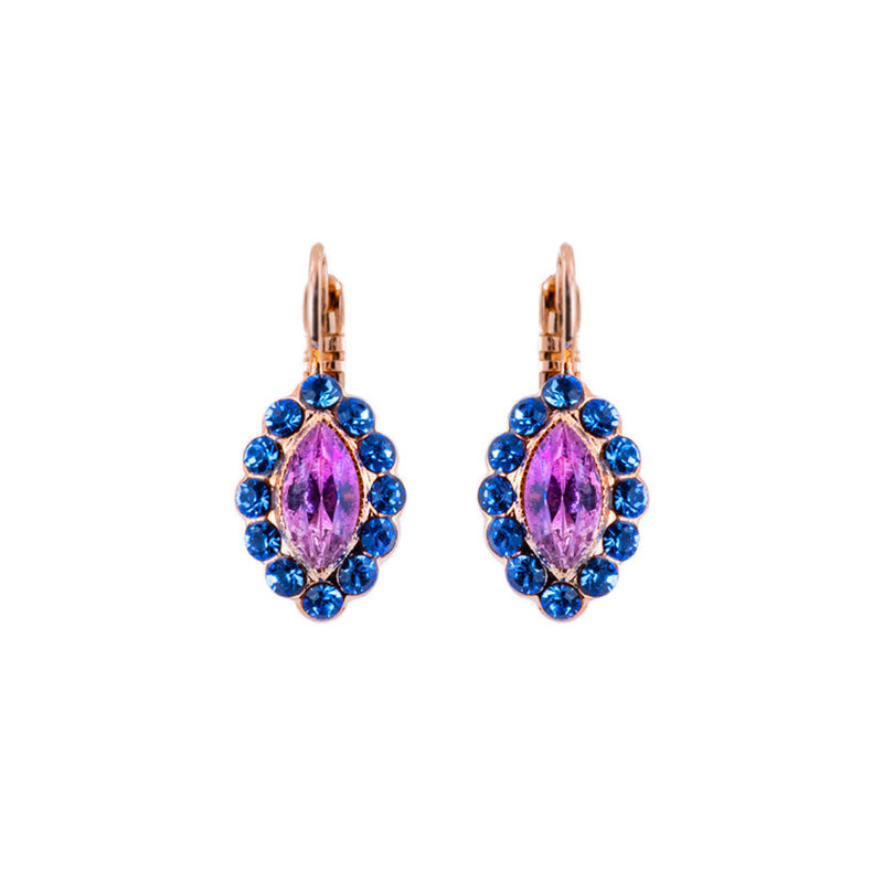 Marquise Halo Leverback Earrings in "Cake Batter"