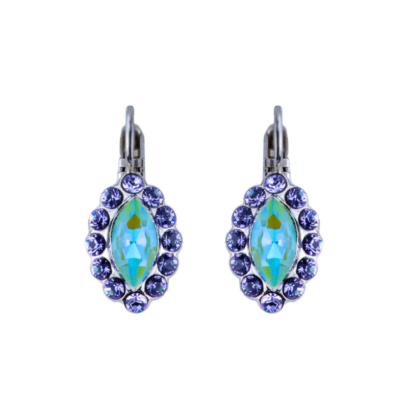 Marquise Halo Leverback Earrings in "Mint Chip"