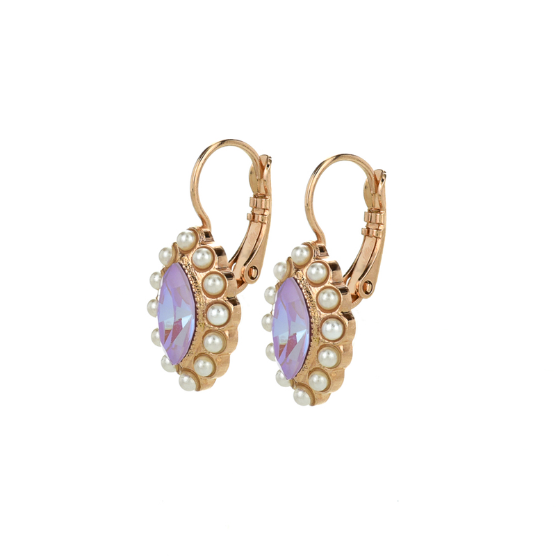 Marquise Halo Leverback Earrings in "Romance"