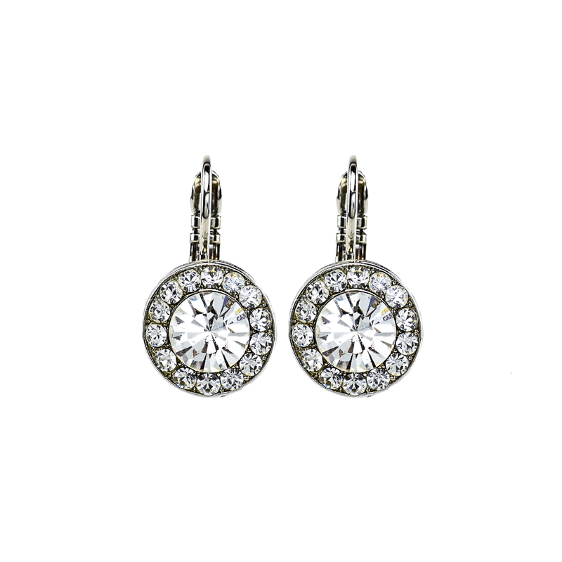Must-Have Pavé Leverback Earrings in Clear - Rhodium