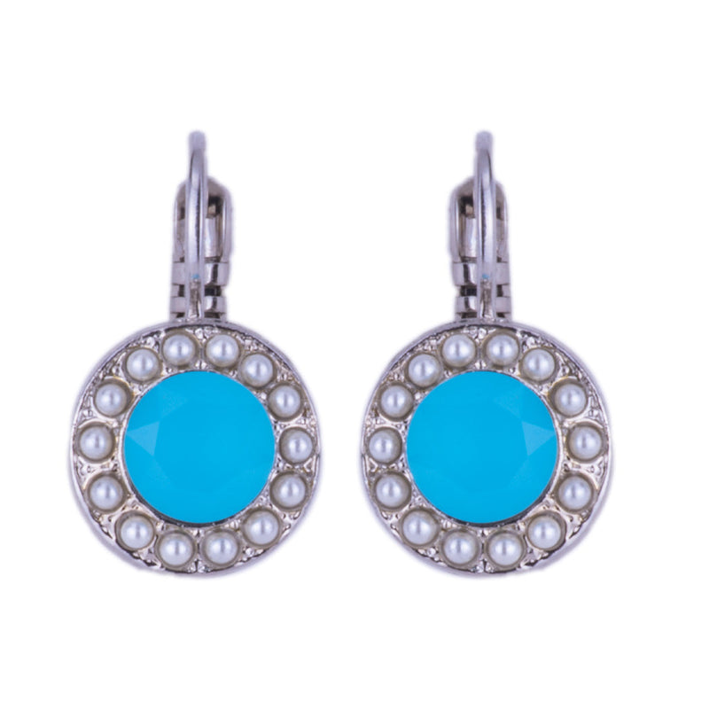 Pavé Leverback Earrings in "Electric Blue"