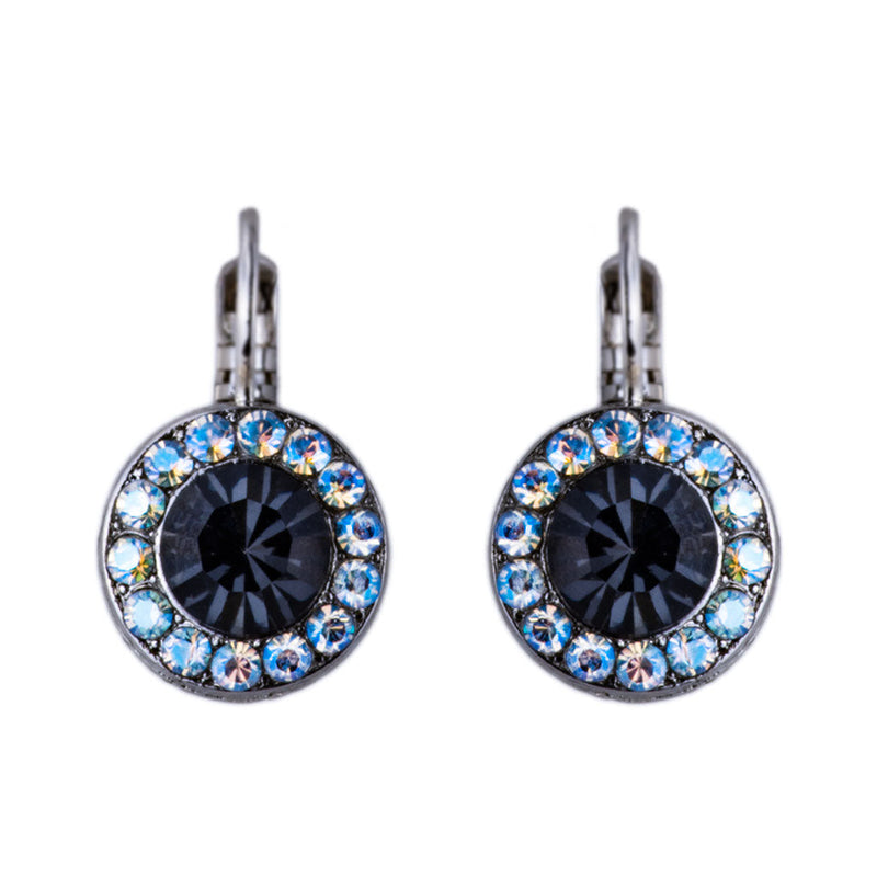 Must-Have Pavé Leverback Earrings in "Black Orchid" - Rhodium