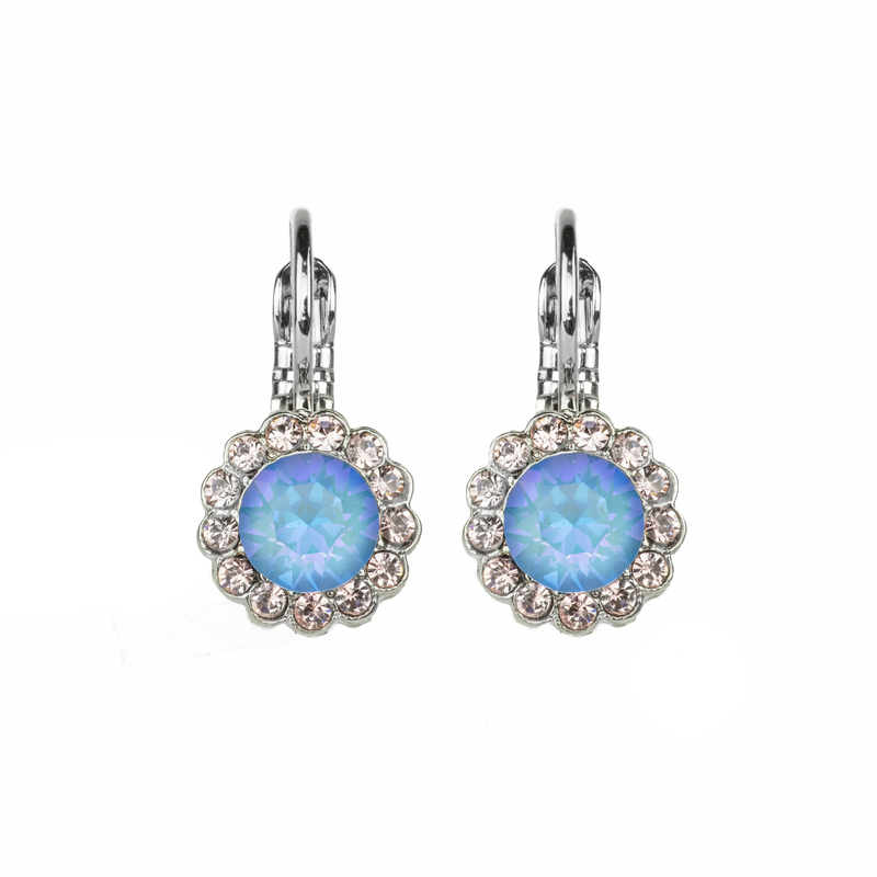 Must-Have Rosette Leverback Earrings in "Blue Morpho"