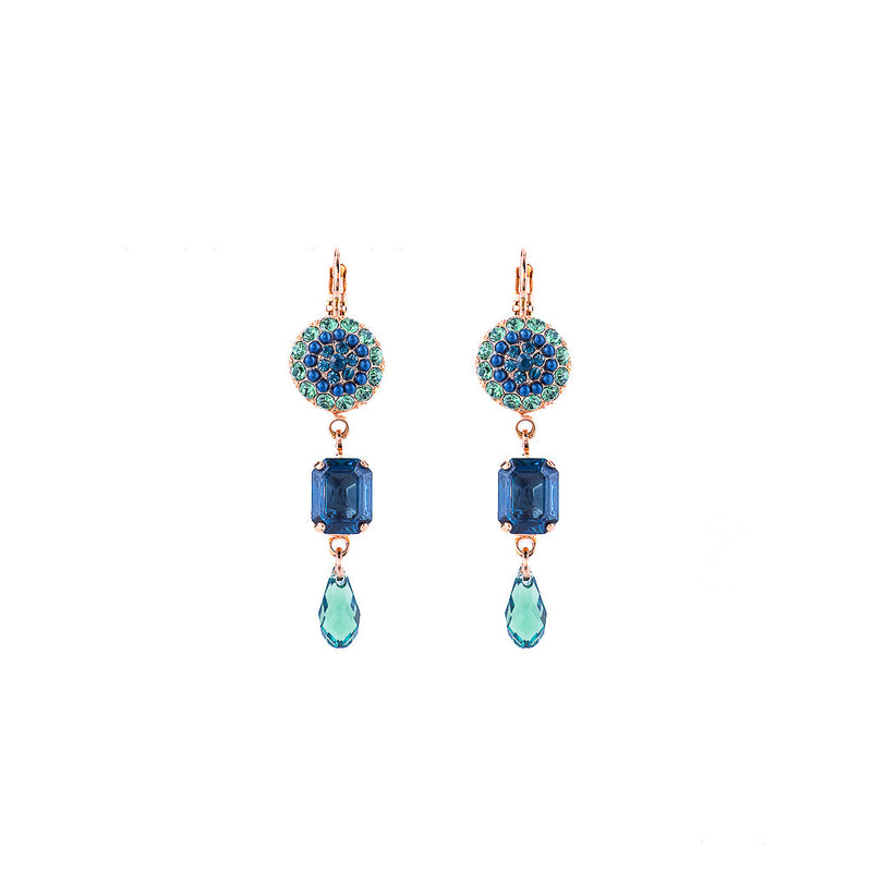 Round Pavé and Emerald Cut Leverback Earrings in "Chamomile"