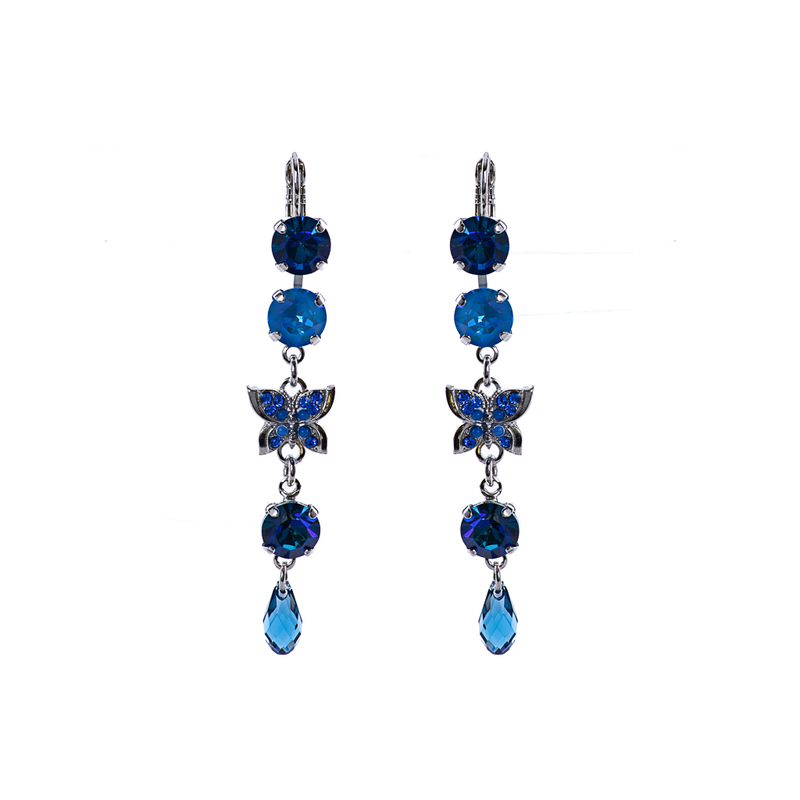 Triple Stone Butterfly Leverback Earrings in "Sleepytime"