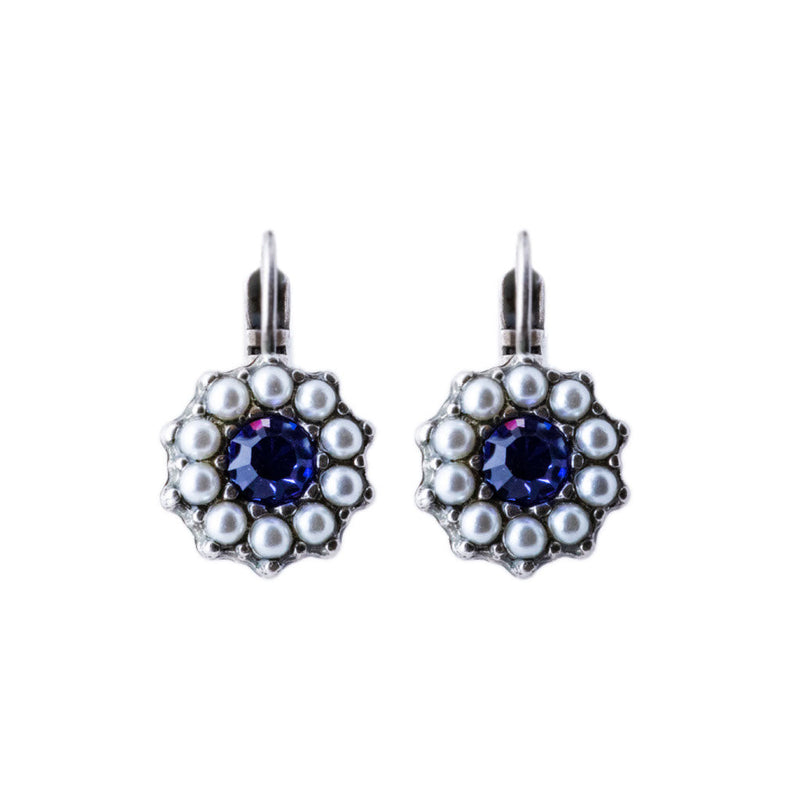 Rosette Leverback Earrings in "Blue Moon"