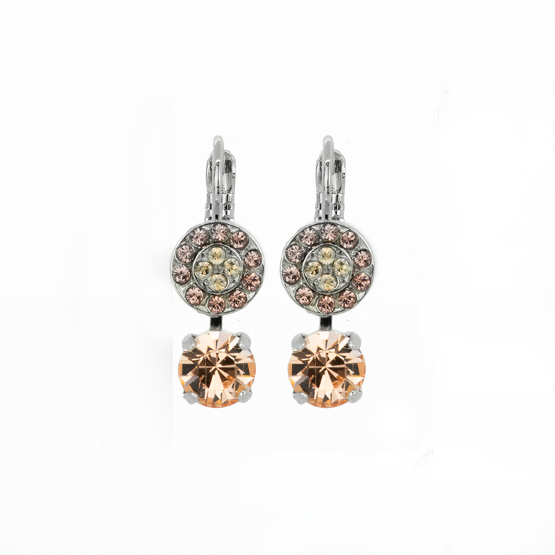 Pavé and Round Leverback Earrings in "Meadow Brown"