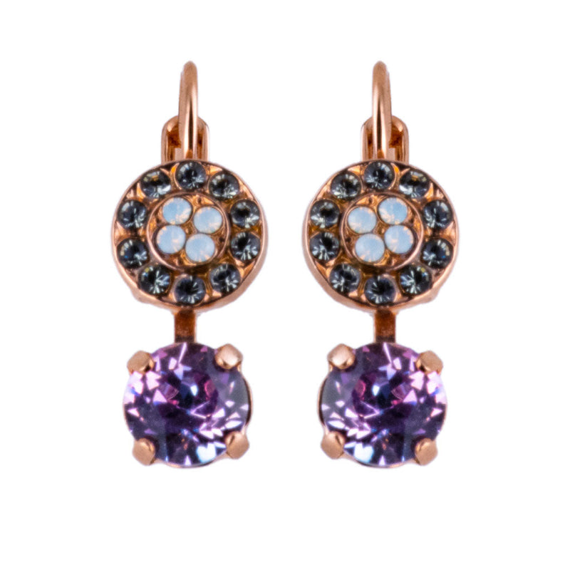 Pavé and Round Leverback Earrings in "Ice Queen"