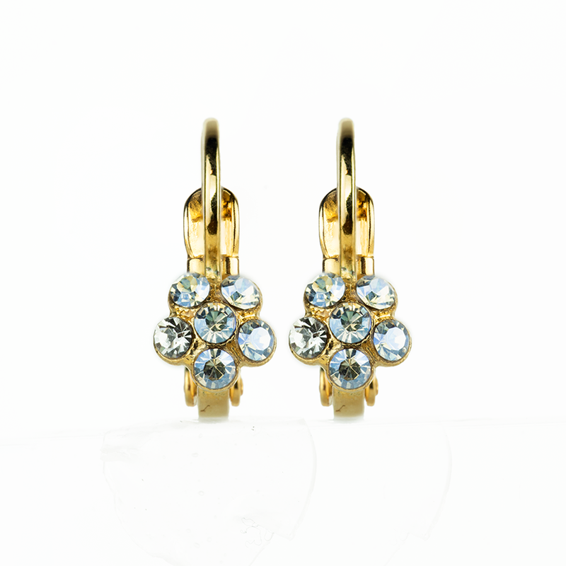 Petite Flower Leverback Earrings in "Crystal Moonlight"