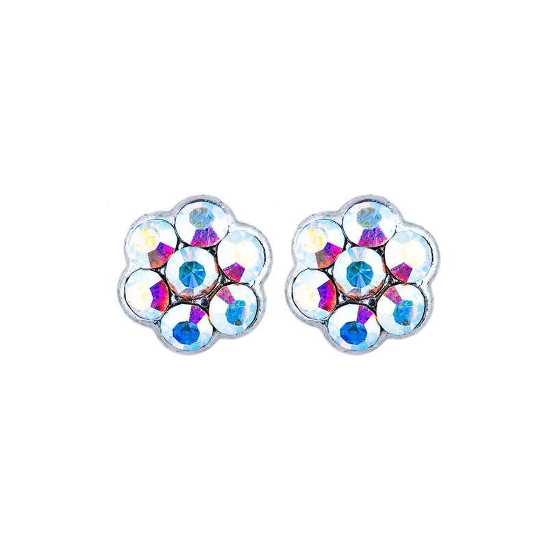 Petite Flower Post Earrings - Rhodium