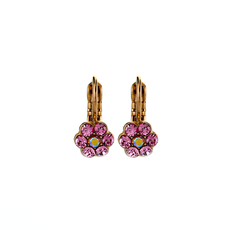 Petite Flower Leverback Earrings in "Love"