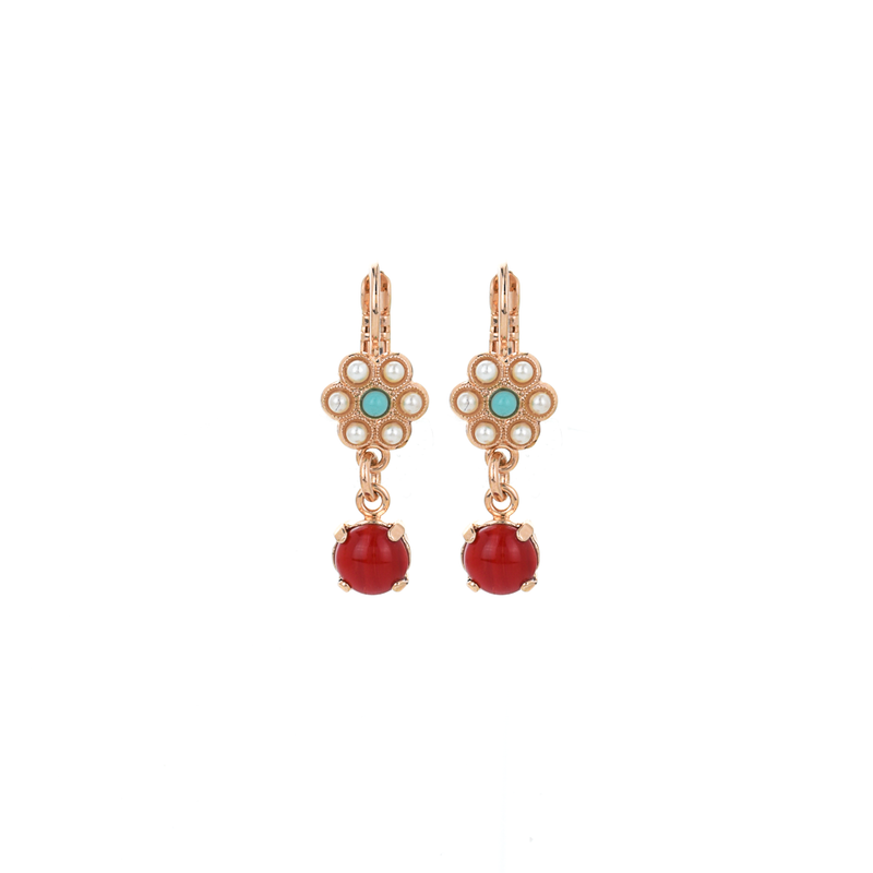 Petite Flower Dangle Leverback Earrings "Happiness"