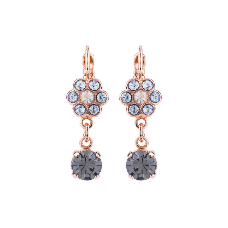 Petite Flower Dangle Leverback Earrings "Earl Grey"