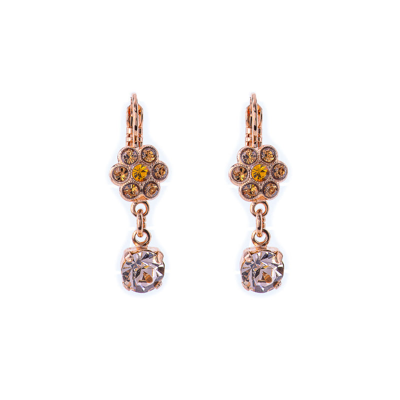 Petite Flower Dangle Leverback Earrings "Chai"