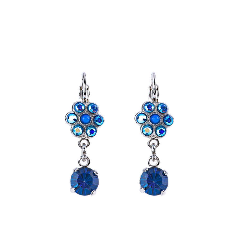 Petite Flower Dangle Leverback Earrings "Sleepytime"