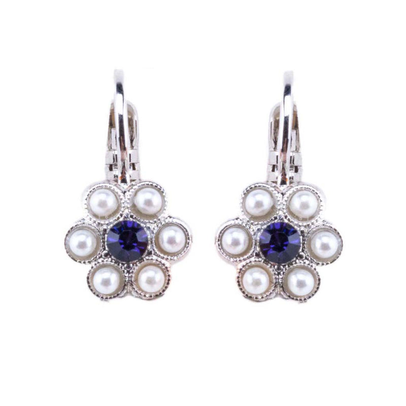 Buttercup Leverback Earrings in "Pearl and Violet"