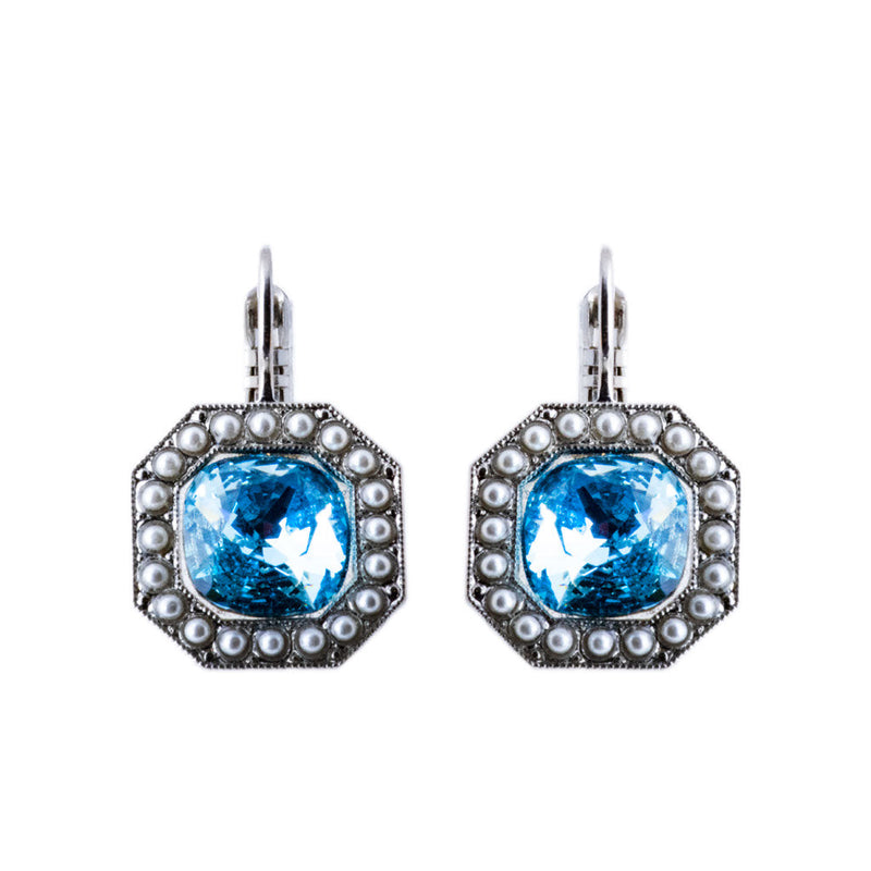 Octagon Cluster Leverback Earrings in "Blue Moon"