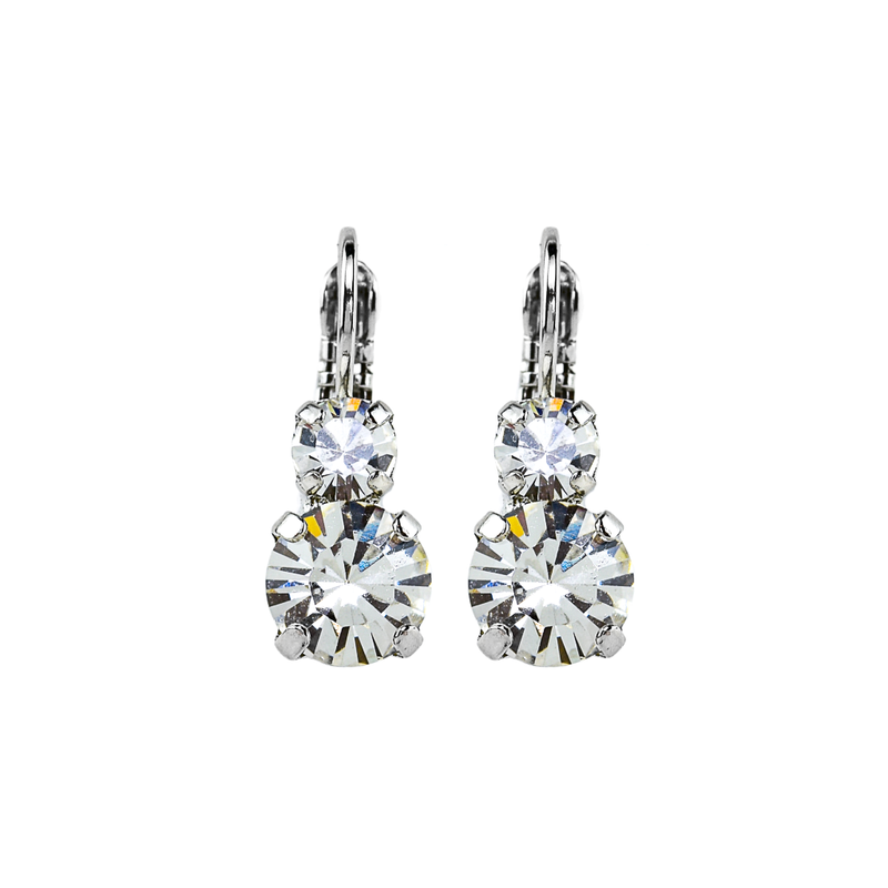 Must-Have Double Stone Leverback Earrings in Clear - Rhodium