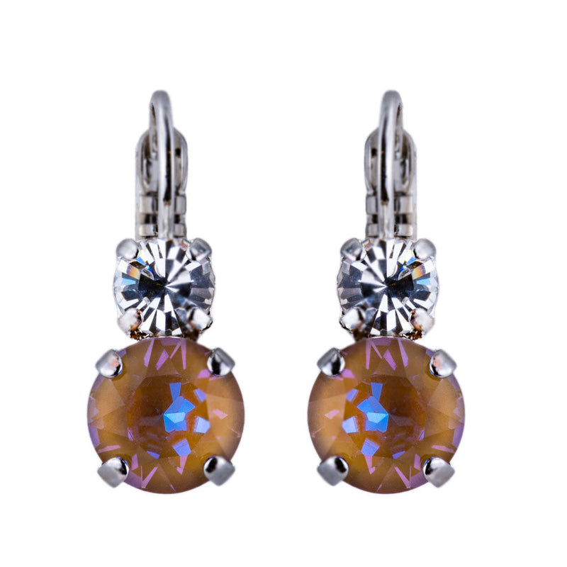 Must-Have Double Stone Leverback Earrings in "Crystal Moonlight/Sun-kissed Twilight" - Rhodium