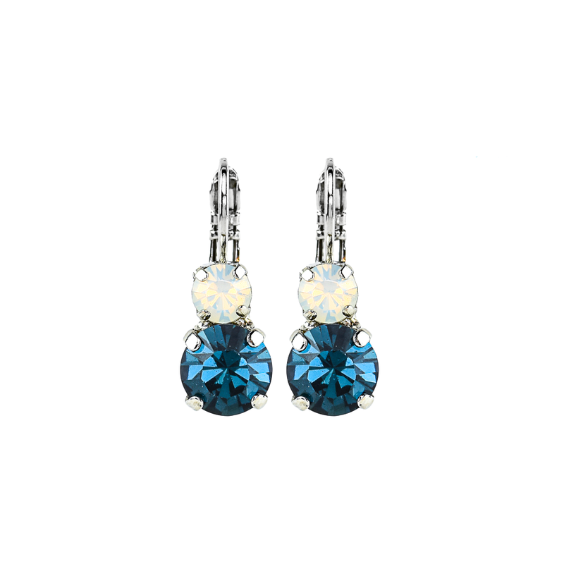 Must-Have Double Stone Leverback Earrings in "Mood Indigo" - Rhodium