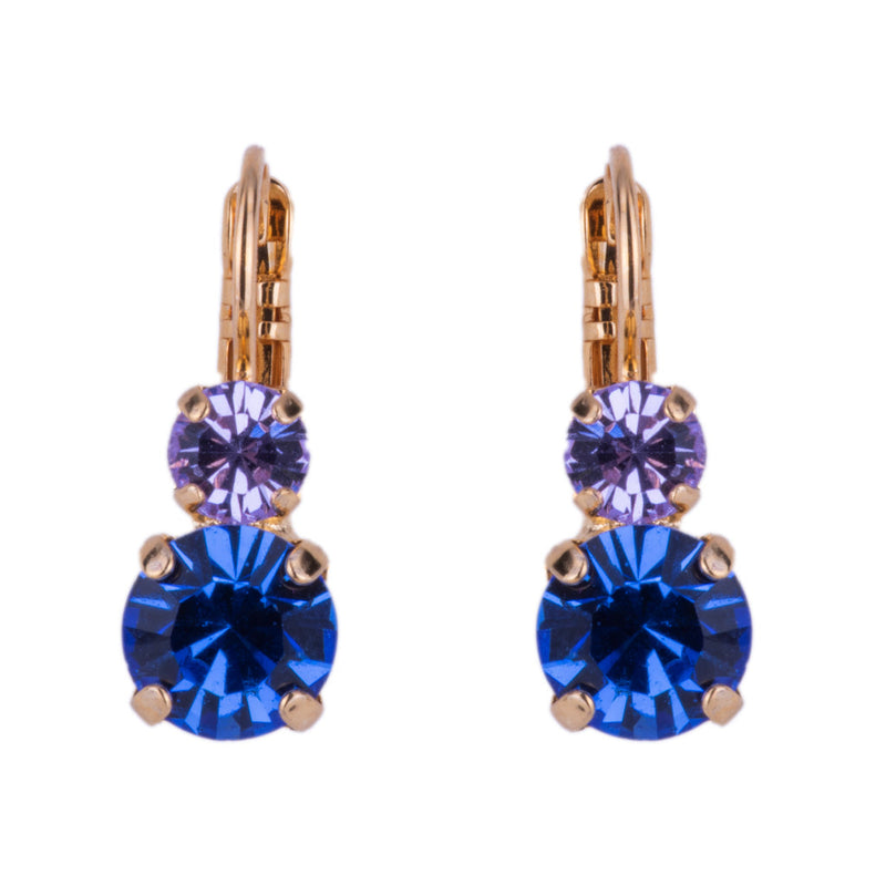 Double Stone Leverback Earrings in "Electric Blue"