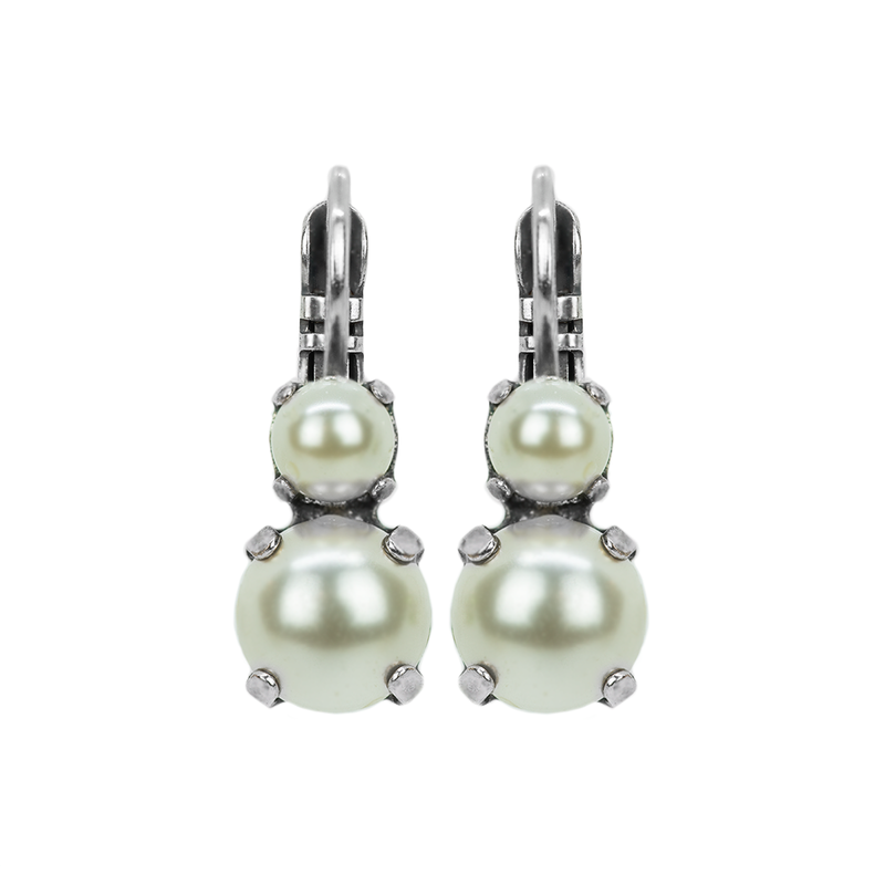 Must-have Double Stone Earrings in Cream Pearl