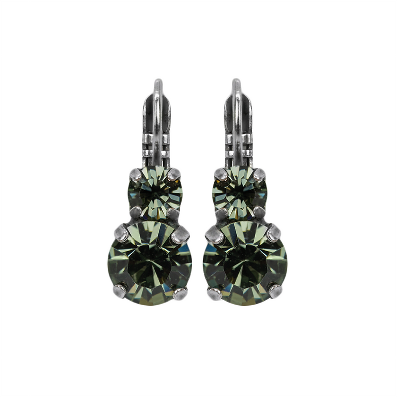 Must-Have Double Stone Leverback Earrings in "Black Diamond"