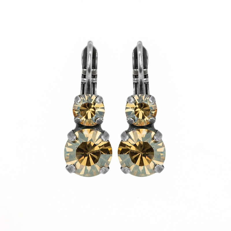 Must-Have Double Stone Leverback Earrings in "Golden Shadow"