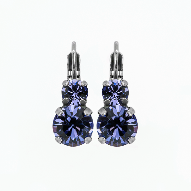 Must-Have Double Stone Leverback Earrings in "Tanzanite"
