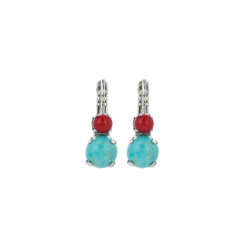 Must-Have Double Stone Leverback Earrings in "Happiness-Turquoise"