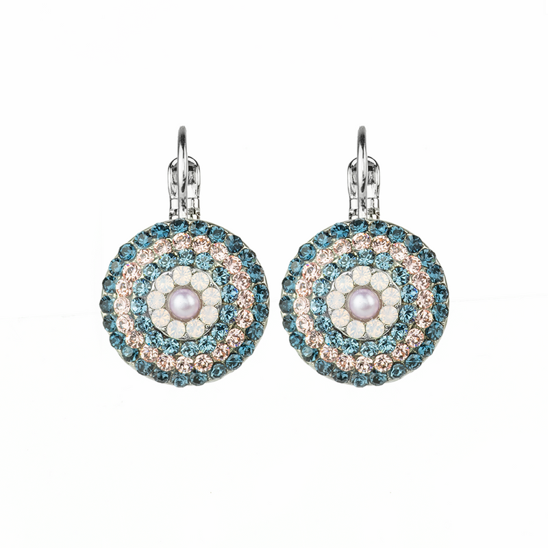 Extra Luxurious Pavé Leverback Earrings in "Blue Morpho"