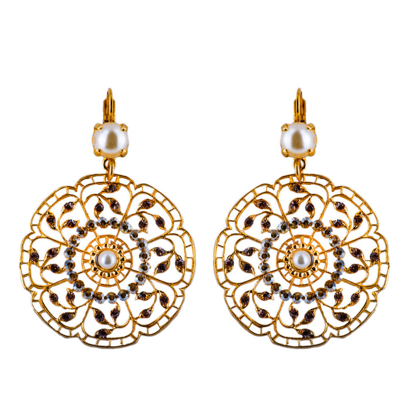 Filigree Leverback Earrings in "Cookie Dough"