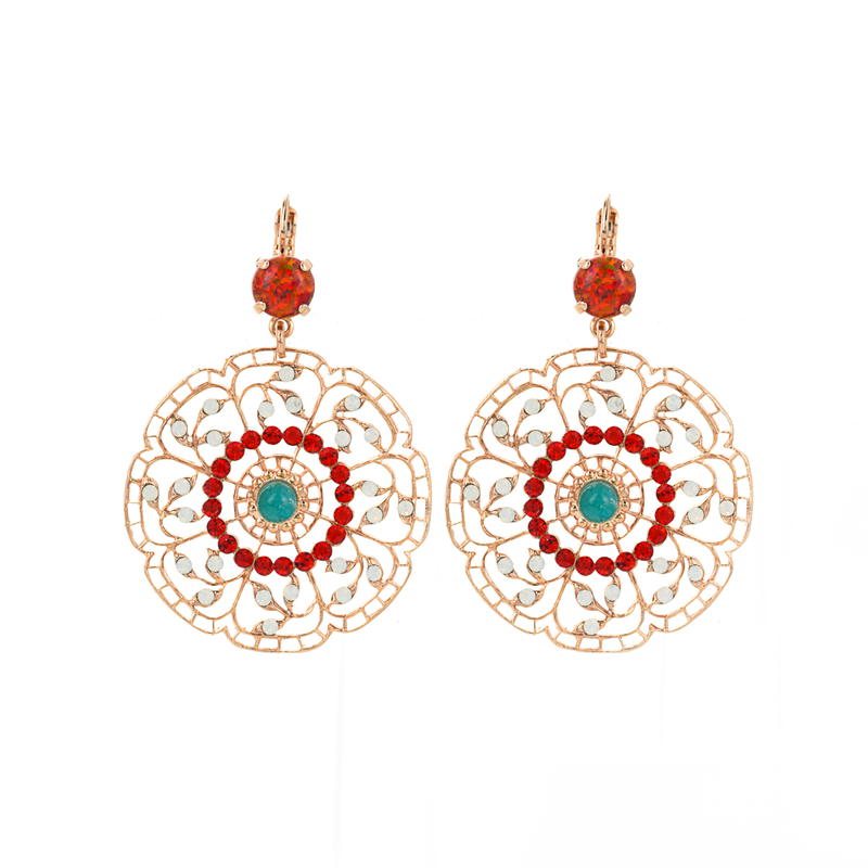 Filigree Leverback Earrings in "Happiness-Turquoise"