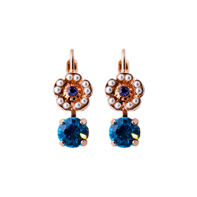 Cosmos Round Dangle Leverback Earrings in "Blue Moon"