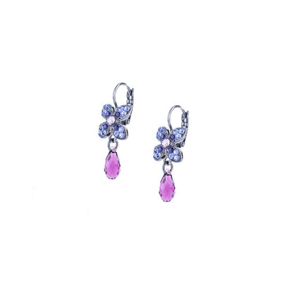 Heart Dangle Leverback Earrings in "Wildberry"