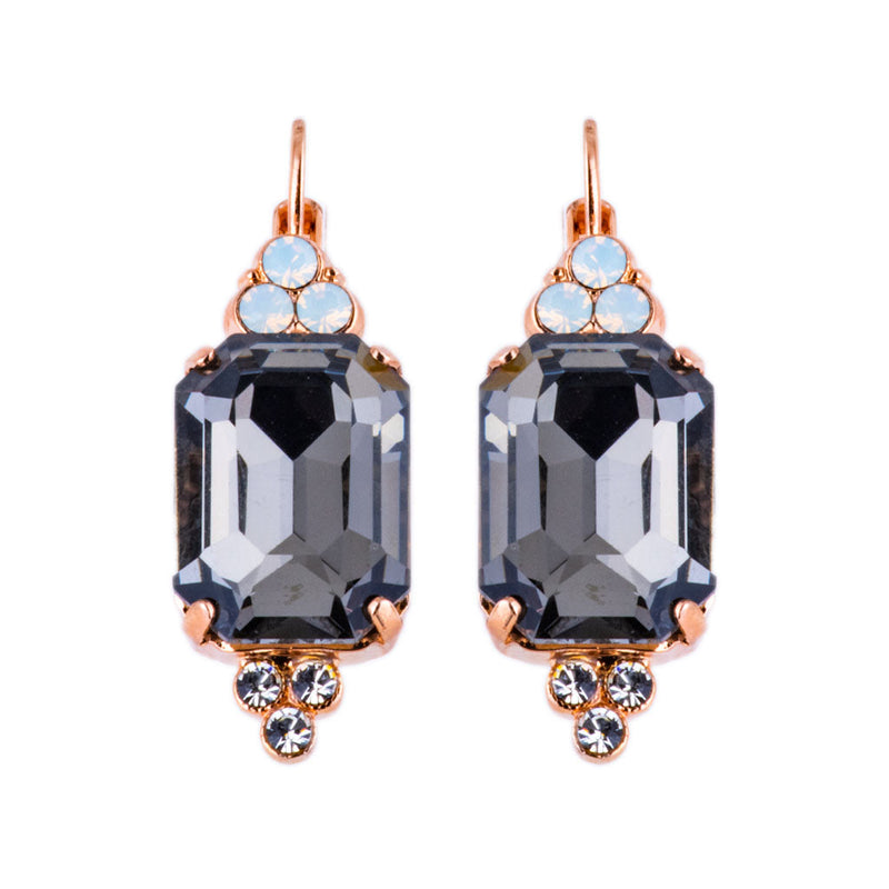 Extra Luxurious Emerald Cut with Trio Stone Cluster Leverback Earrings in "Ice Queen"