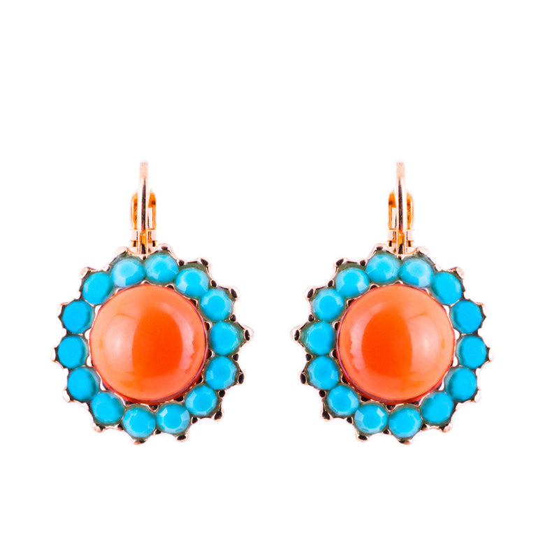 Extra Luxurious Rosette Leverback Earrings in "Rainbow Sherbet"