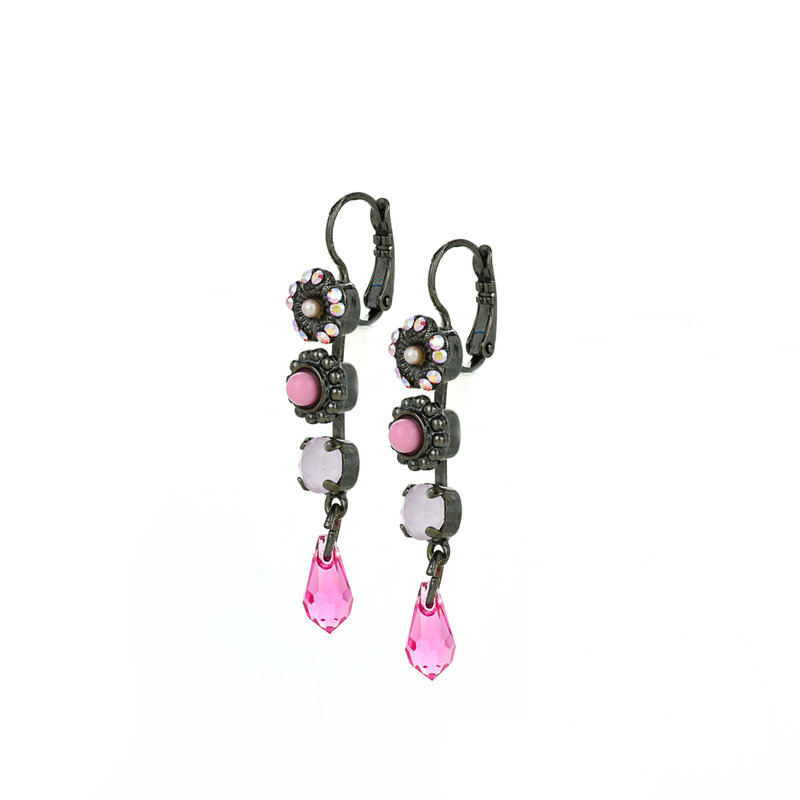 Triple Stone and Briolette Earrings in "Love"