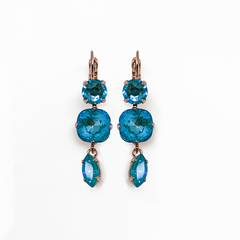 Round and Cushion Cut Leverback Earrings in Sun-Kissed "Laguna"