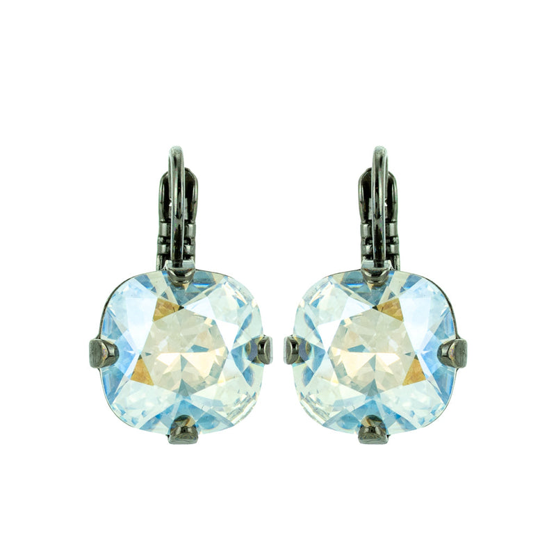 Cushion Cut Leverback Earrings in "Crystal Moonlight"