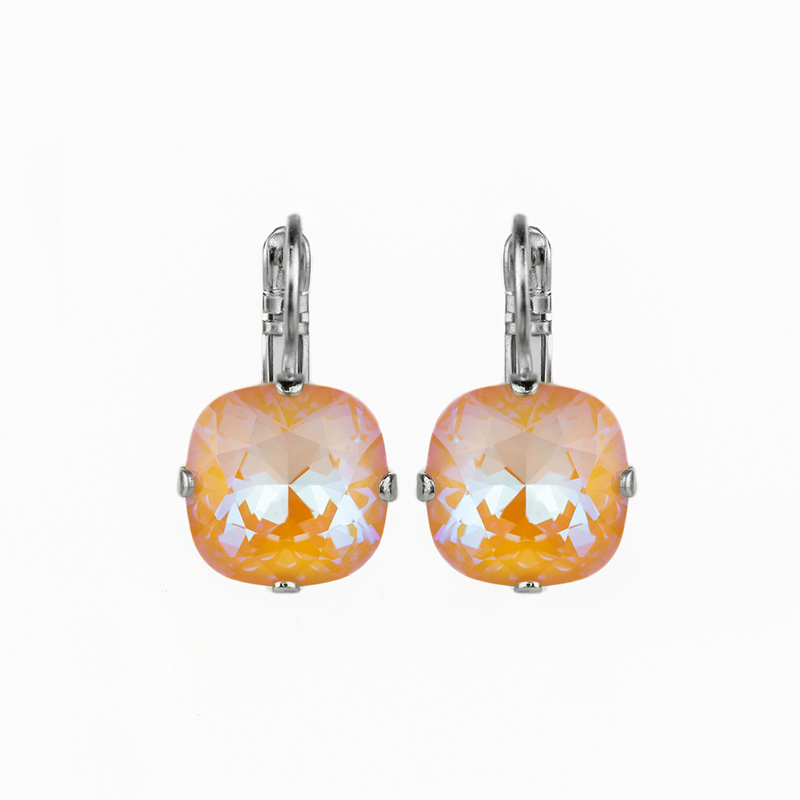 Cushion Cut Leverback Earrings in Sun-Kissed "Peach"