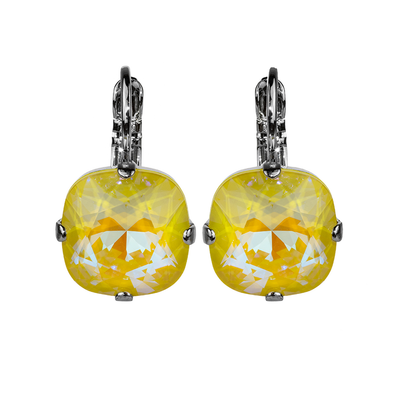 Cushion Cut Leverback Earrings Sun-Kissed "Sunshine"