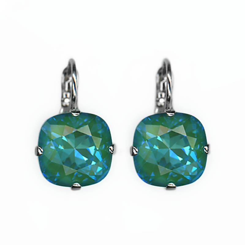 Cushion Cut Leverback Earrings in Sun-Kissed "Laguna"