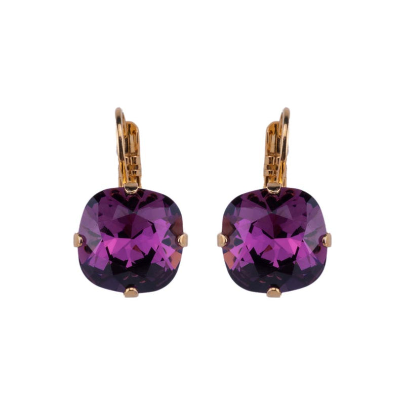 Cushion Cut Leverback Earrings in "Amethyst"