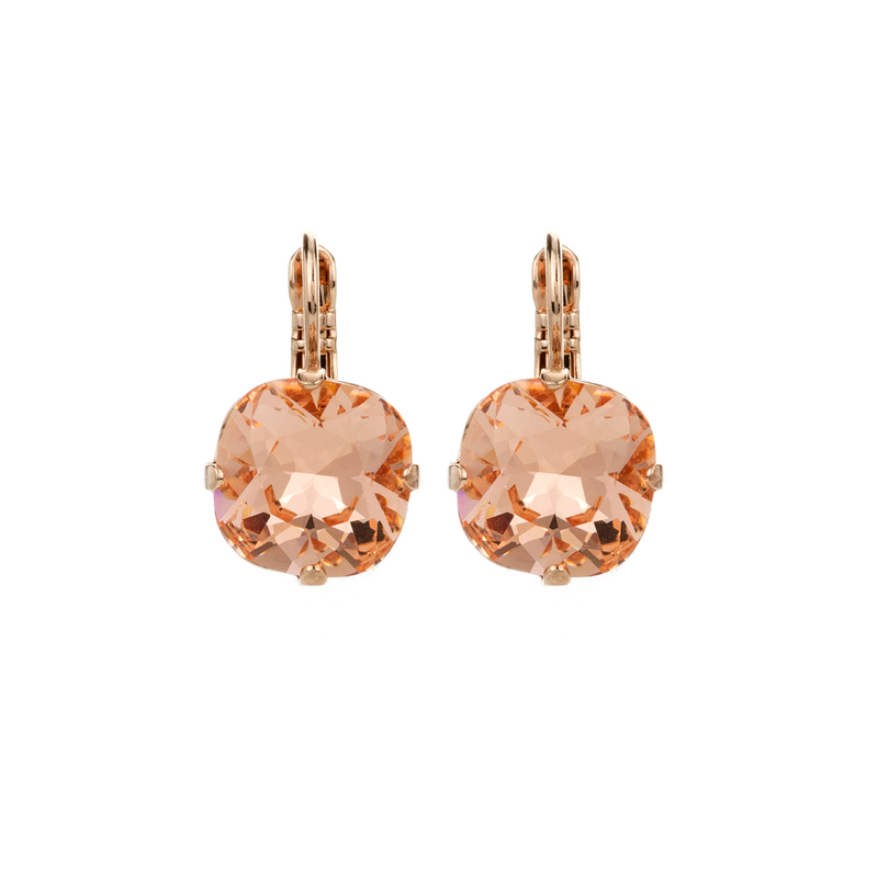 Cushion Cut Leverback Earrings in "Peach"