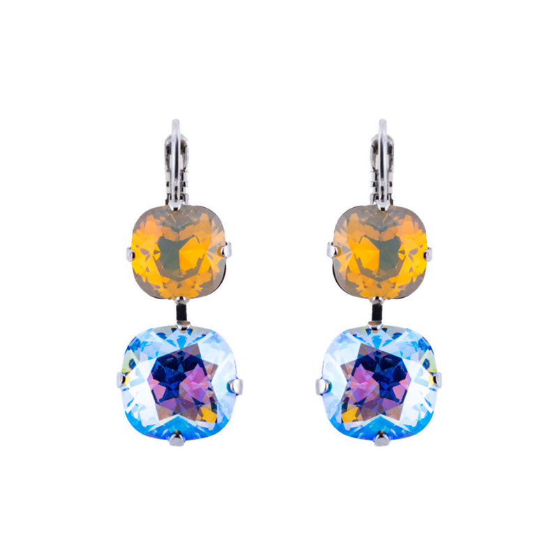 Double Cushion Cut Leverback Earrings in "Cake Batter"