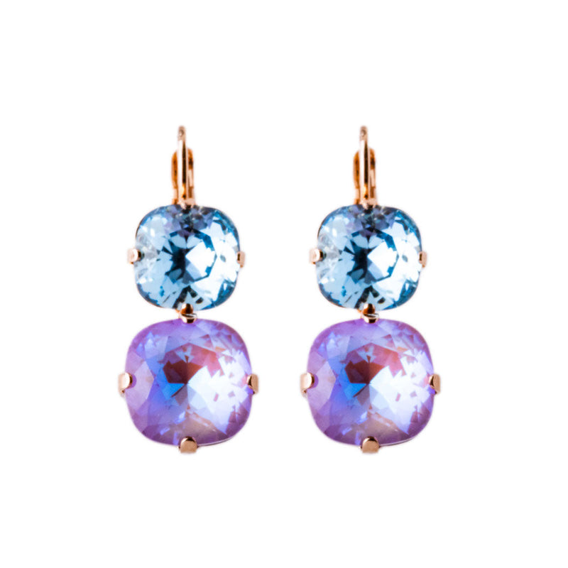 Double Cushion Cut Leverback Earrings in "Blue Moon"