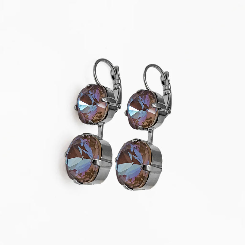 Small and Large Cushion Cut Leverback Earrings Sun-Kissed "Twilight"